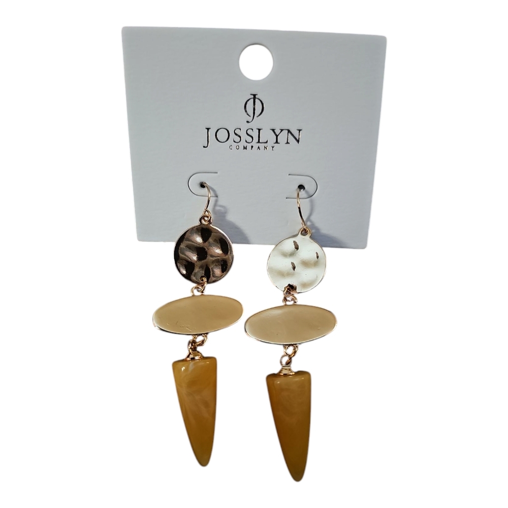 HAMMERED COIN OVAL TOPAZ CONE DROP EARRINGS